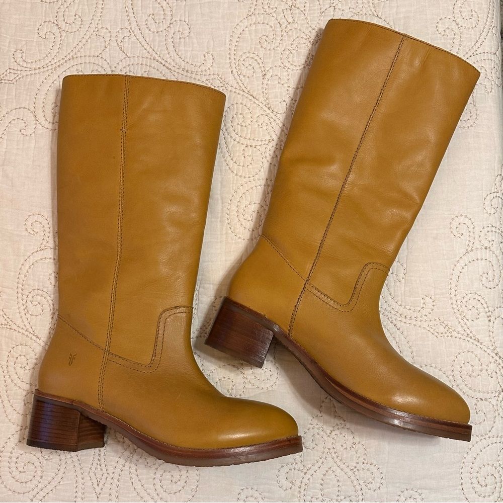 Frye leather banana yellow 14L tall boots